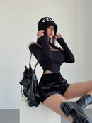 "Shorts Feminino de Veludo Cotelê Cintura Alta – Estilo Inglês, Confortável