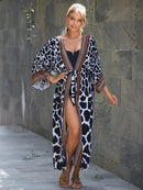 Saída de Praia Feminina de Algodão – Cardigan com Cinto, Proteção Solar