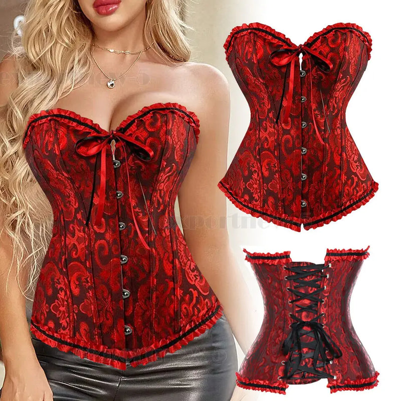 op Feminino Corset Bustier – Sexy, Amarração com Barbatanas, Bodyshaper, Estilo Club, Flora