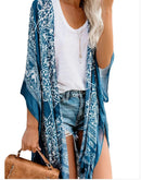 Saída de Praia Feminina 2025 – Kimono Longo Boho com Franjas, Estampado, Sexy e Plus Size | Túnica Elegante para Biquíni e Moda Praia"