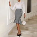 Saia Elegante Pied de Poule Habib – Cintura Alta.