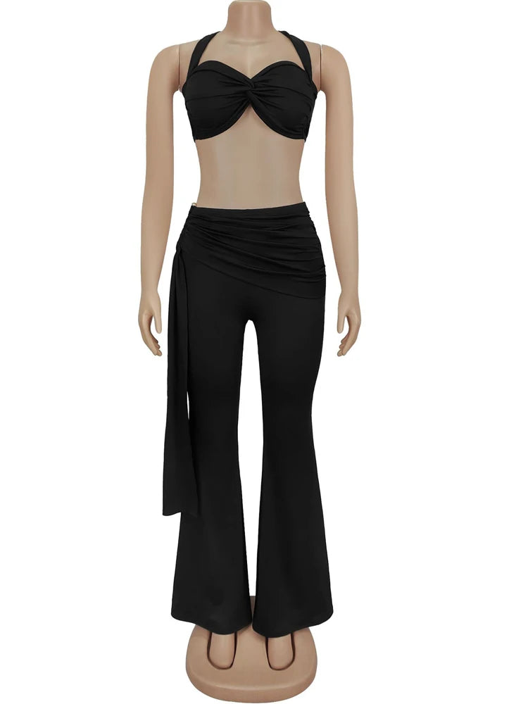 conjunto Feminino Beyprern – Top Cropped Torcido e Calça Pantalona com Alças Longas, Detalhe Frufru, Metalizado, Ideal para Baladas  Se quiser, posso criar 3 a 5 variações de título ainda mais chamativ