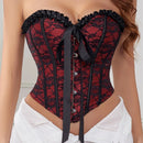 Corset Feminino Estilo Palaciano – Corpete Tomara que Caia em Renda com Barbatanas