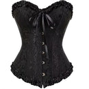 Corset Feminino Estilo Europeu Jacquard com Renda – Ajustável