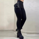Calça Feminina Cintura Alta Slim Fit com Fivela – Casual Sexy, Confortável Estilo Lápis