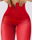 Calça Casual Feminina Slim Reta PU com Spandex – Cintura Média, Até o Tornozelo