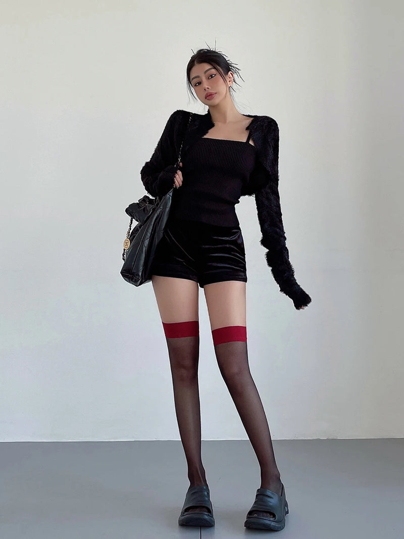 "Shorts Feminino de Veludo Cotelê Cintura Alta – Estilo Inglês, Confortável