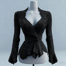 Blusa Feminina Longa Flare – Decote em V com Amarração e Caimento Slim