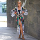 Saída de Praia Feminina de Algodão – Cardigan com Cinto, Proteção Solar